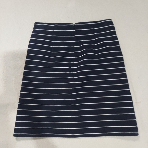 LOFT navy blue& white striped skirt crossover front textured elastic waist Sz XS - Picture 5 of 10